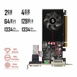 SAPLOS GT 730 4GB DDR3 128-bit, Low Profile Graphics Card, HDMI, DVI, VGA, PC Video Card, Computer GPU for Working, Low Power, PCI Express x16, 2K Support, Fermi, DirectX 11