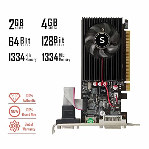 SAPLOS GT 730 4GB DDR3 128-bit, Low Profile Graphics Card, HDMI, DVI, VGA, PC Video Card, Computer GPU for Working, Low Power, PCI Express x16, 2K Support, Fermi, DirectX 11