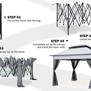 COOSHADE 11x11Ft Easy Pop Up Gazebo Tent Instant Outdoor Canopy Shelter with Mosquito Netting Walls(Dark Grey)