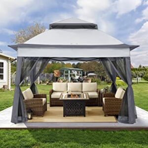 COOSHADE 11x11Ft Easy Pop Up Gazebo Tent Instant Outdoor Canopy Shelter with Mosquito Netting Walls(Dark Grey)