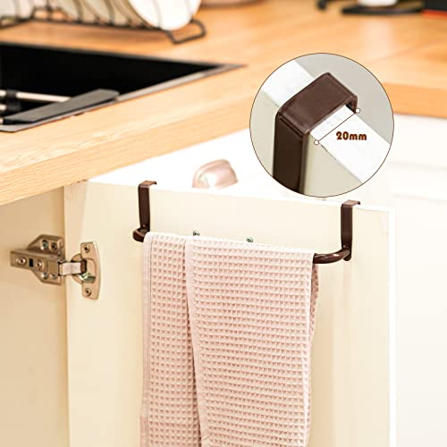 2 Pieces Metal Towel Bar Kitchen Cabinet Towel Rack Strong Steel Towel Bar Rack for Hanging on Inside or Outside of Doors, Home Kitchen Bathroom, Hand Towels, Dish Towels and Tea Towels (Bronze)