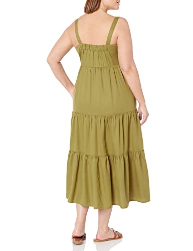 The Drop Women's Britt Tiered Maxi Tent Dress, Olive Oil, M