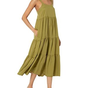 The Drop Women's Britt Tiered Maxi Tent Dress, Olive Oil, M