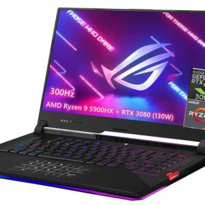 ASUS ROG Strix Scar 15 (2021) Gaming Laptop, 15.6" 300Hz IPS Type FHD Display, NVIDIA GeForce RTX 3080 (130W), 8-core AMD Ryzen 9 5900HX，Windows 10 Home, with HDMI Cable (32GB RAM | 2TB PCIe SSD)