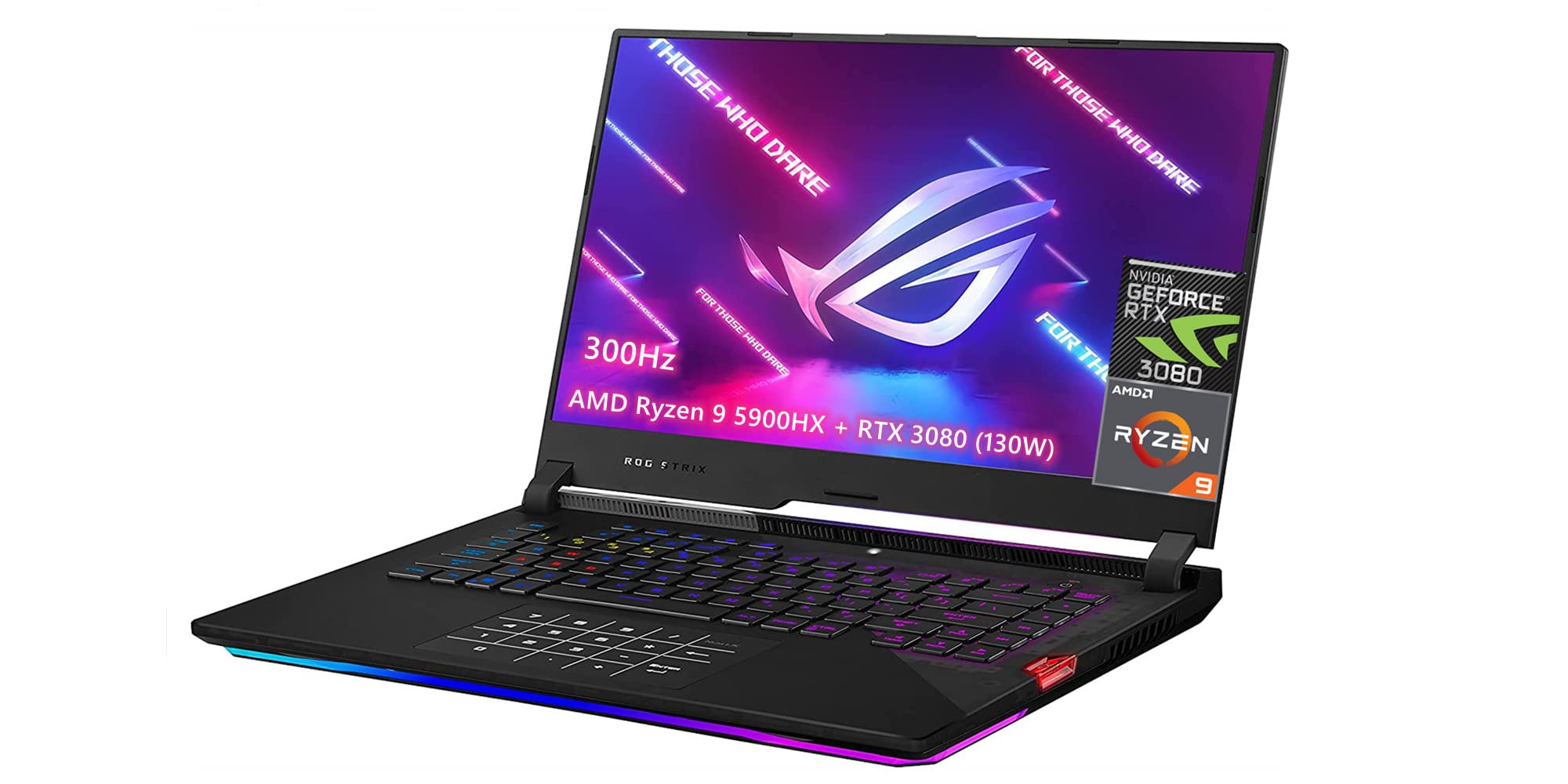 ASUS ROG Strix Scar 15 (2021) Gaming Laptop, 15.6" 300Hz IPS Type FHD Display, NVIDIA GeForce RTX 3080 (130W), 8-core AMD Ryzen 9 5900HX，Windows 10 Home, with HDMI Cable (32GB RAM | 2TB PCIe SSD)