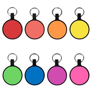 hacraho pet id tag, 8 pcs colorful silicone dog tags with 8 colors round shape pet tags with 8 pcs key rings for dogs cats, round shape