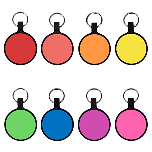 HACRAHO Pet ID Tag, 8 PCS Colorful Silicone Dog Tags with 8 Colors Round Shape Pet Tags with 8 PCS Key Rings for Dogs Cats, Round Shape