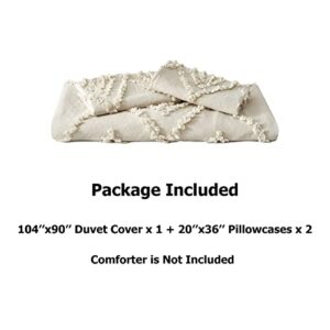 Oli Anderson Tufted Duvet Cover King Size, Soft and Lightweight Duvet Covers Set for All Seasons, 3 Pieces Boho Embroidery Shabby Chic Bedding Set (Beige, King, 104’’ x 90’’)