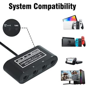 Gamecube Controller Adapter for Switch/Switch OLED.Gamecube Adapter Compatible with PC Wii U.Adapter with 4 Ports 6 FT(1.8M) Cable Support Turbo and Vibration Features Super Smash Bros