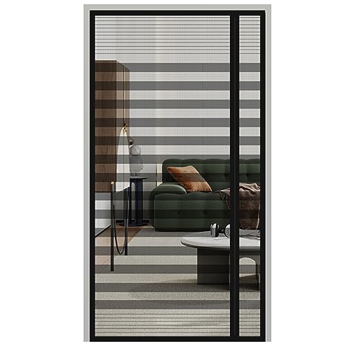 DCUINS Magnetic Screen Door Fits Door Size 32 x 80, Screen mesh Size 35 x 81, Side Opening Upgraded Heavy Duty Fiberglass, Strong Magnet Closure Door net for Front Back Sliding Doors, Stripes