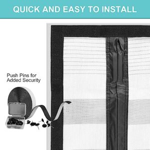 DCUINS Magnetic Screen Door Fits Door Size 32 x 80, Screen mesh Size 35 x 81, Side Opening Upgraded Heavy Duty Fiberglass, Strong Magnet Closure Door net for Front Back Sliding Doors, Stripes