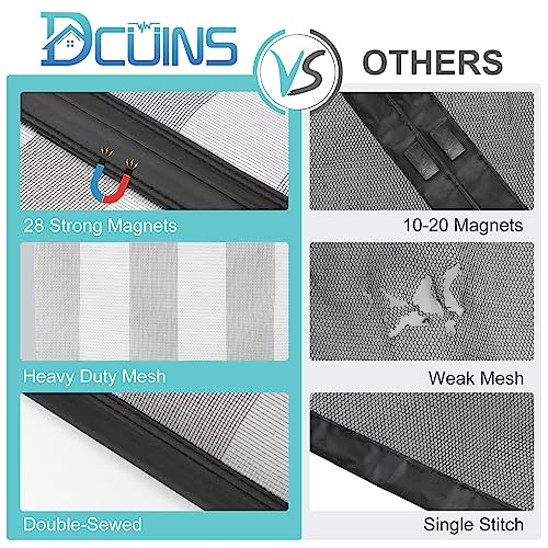 DCUINS Magnetic Screen Door Fits Door Size 32 x 80, Screen mesh Size 35 x 81, Side Opening Upgraded Heavy Duty Fiberglass, Strong Magnet Closure Door net for Front Back Sliding Doors, Stripes