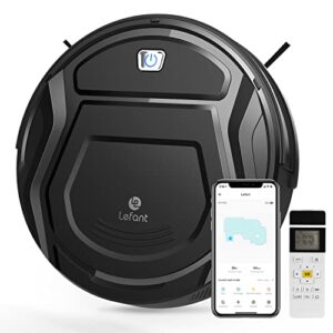 lefant robot vacuum cleaner, tangle-free suction, slim, quite, automatic self-charging, wi-fi/app/alexa/remote control, good for pet hair, hard floor and low pile carpet, m210 black