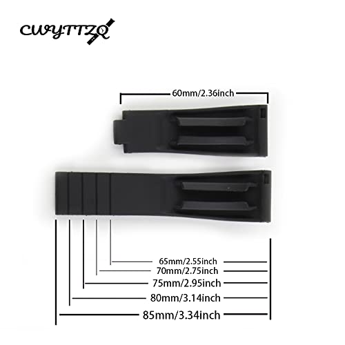 CWYTTZQ 20mm rubber watch strap for Rolex men's watch accessories black and green water ghost outdoor sports silicone strap wristband watchbands (Black gold buckle)