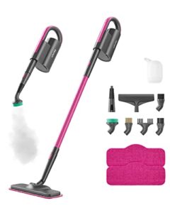 schenley steam mop cleaner with detachable handheld steamer for cleaning hardwood/laminate floor, tiles and grout, with 7-in-1 multi-purpose accessories and washable microfiber pads