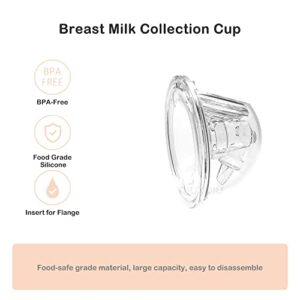 QIUXQIU Wearable Breast Pump Milk Collector Cup Accessories, Compatible with for TSRETE Momcozy S9/S10/S12 Wearable Breast Pump Include Duckbill Valve&Silicone Diaphragm&24mm Flange&Linker 1 PCS