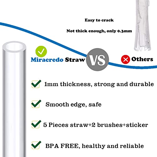 5 PCS Miracredo Replacement Straws for Simple Modern, Giotto, Thermoflask and More Water Flask, BPA Free Straws Fit Takeya Replacement Straw, Come with 2 Straw Cleaner Brushes