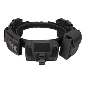 yakeda tactical battle belt 7 in 1 tactical duty belts law enforcement police security utility belt with pouches (black)