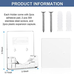 Adhesive Shower Curtain Rod Holder – Kitosun Wall Mount Bathroom Tension Pole Retainer Brackets with Sticky Tape for Quick Stick on and Stainless Steel Screws for Drilling Installation (Transparent)