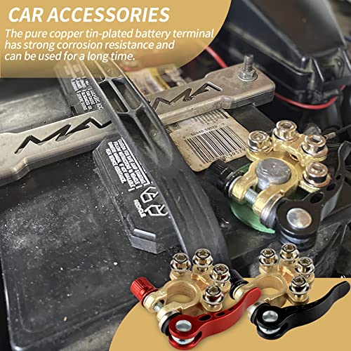 SINGARO Car Battery Terminal Connector, 4 Way Positive and Negative Pole Quick Release Terminal Clip, Applicable to SAE/JIS A Type Terminal Post, Compatible with Cars, Trucks and More（Gold-A）