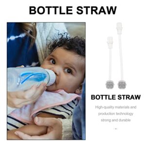 Healifty 2Pcs Baby Bottle Straws Weighted Straw Sippy Cup Straws Replacement for Nursery Bottle Baby Water Cup (Transparent)