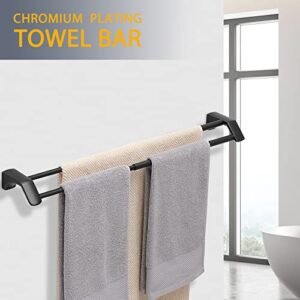 Hoimpro Adjustable 13.9-25.3 Inches Double Bath Towel Bar for Bathroom SUS304 Stainless Steel Towel Holder, Hotel Style Wall Mount with Screws Hand Towel Bar，Towel Rack Rod Hanger, Matte Black