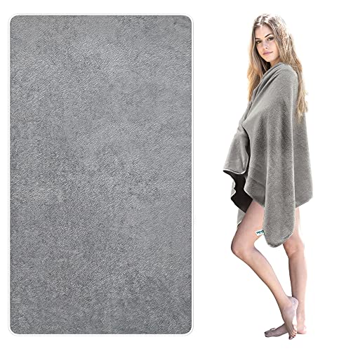 SAMSIER Oversized Beach Towel, Extra Large Pool Towel 35”x71”, Solid Beach Recliner Cover, Soft Quick-Dry Outdoor Shawl, Summer Ideal Gift for Family & Friend (Grey, 1 Pack)