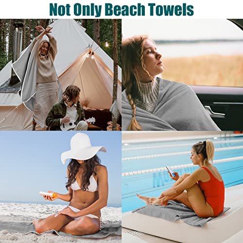 SAMSIER Oversized Beach Towel, Extra Large Pool Towel 35”x71”, Solid Beach Recliner Cover, Soft Quick-Dry Outdoor Shawl, Summer Ideal Gift for Family & Friend (Grey, 1 Pack)