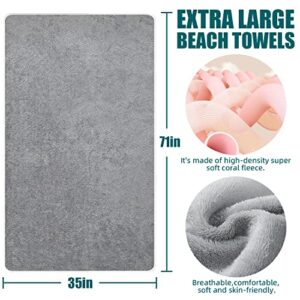 SAMSIER Oversized Beach Towel, Extra Large Pool Towel 35”x71”, Solid Beach Recliner Cover, Soft Quick-Dry Outdoor Shawl, Summer Ideal Gift for Family & Friend (Grey, 1 Pack)