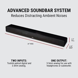 ZVOX Dialogue Clarifying Sound Bar with Patented Hearing Technology - Low-Profile TV Sound Bar with Twelve Levels of Voice Boost - Home Theater Audio TV Speakers Soundbar with AccuVoice - AV355 Black