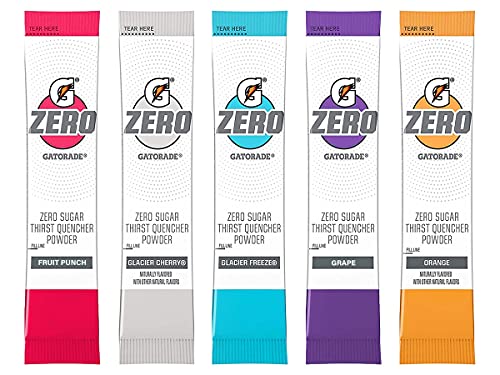 Gatorade G Zero Powder, Individual Packets, 5 Flavor Variety Pack - 4 of Each Flavor, Pack of 20-0.10oz