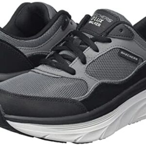 Skechers Men's Walking Sneaker, Black Leather Mesh Charcoal Trim, 7.5