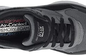 Skechers Men's Walking Sneaker, Black Leather Mesh Charcoal Trim, 7.5