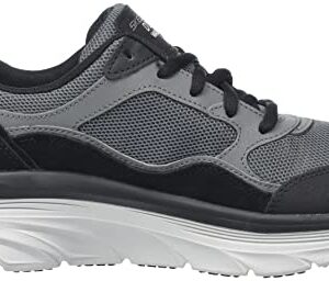 Skechers Men's Walking Sneaker, Black Leather Mesh Charcoal Trim, 7.5