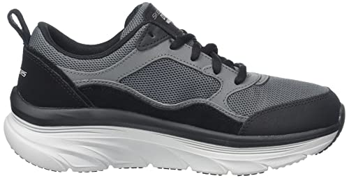 Skechers Men's Walking Sneaker, Black Leather Mesh Charcoal Trim, 7.5