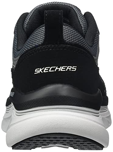 Skechers Men's Walking Sneaker, Black Leather Mesh Charcoal Trim, 7.5