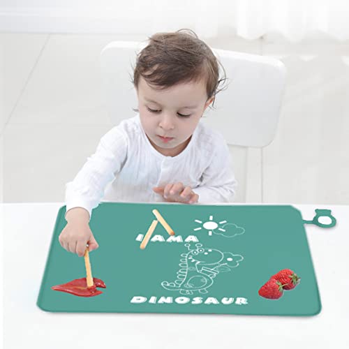 Silicone Placemats for Baby & Kid, Stain Resistant Non-Slip Toddler Food Mats Eating Table Mat with 2 Packs (Series 3)