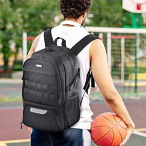 BROTOU Basketball Bag, Soccer Backpack for adult, Volleyball Football Backpack Sports Gym Bag with Shoe and Ball Compartment for Men/Women (Black-new)