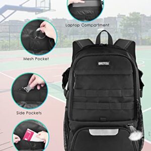 BROTOU Basketball Bag, Soccer Backpack for adult, Volleyball Football Backpack Sports Gym Bag with Shoe and Ball Compartment for Men/Women (Black-new)