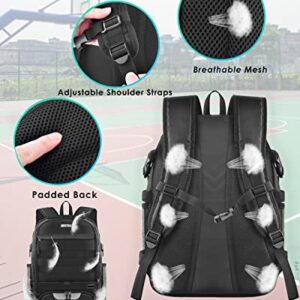 BROTOU Basketball Bag, Soccer Backpack for adult, Volleyball Football Backpack Sports Gym Bag with Shoe and Ball Compartment for Men/Women (Black-new)