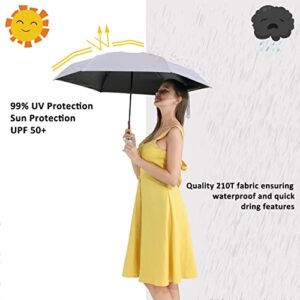 BAODINI Travel Mini Umbrella for Purse With Case-Small Compact UV Umbrella Protection Sun-Lightweight Tiny Pocket Umbrella with Case for Women, Girls