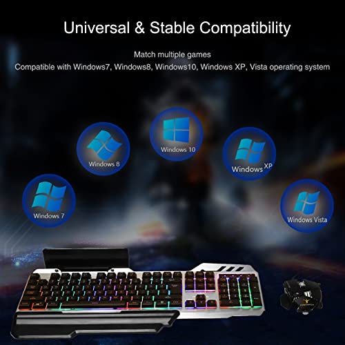 FEDARFOX Keyboard and Mouse Combo, Compact Full Size Gaming Rainbow Keyboard and Mouse Set Backlit Illuminated Mice Mechanical Keyboard for Windows, Computer, Desktop, PC, Notebook (Black)