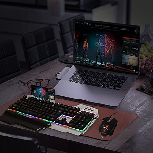 FEDARFOX Keyboard and Mouse Combo, Compact Full Size Gaming Rainbow Keyboard and Mouse Set Backlit Illuminated Mice Mechanical Keyboard for Windows, Computer, Desktop, PC, Notebook (Black)