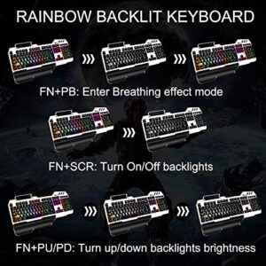 FEDARFOX Keyboard and Mouse Combo, Compact Full Size Gaming Rainbow Keyboard and Mouse Set Backlit Illuminated Mice Mechanical Keyboard for Windows, Computer, Desktop, PC, Notebook (Black)