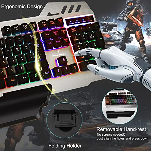 FEDARFOX Keyboard and Mouse Combo, Compact Full Size Gaming Rainbow Keyboard and Mouse Set Backlit Illuminated Mice Mechanical Keyboard for Windows, Computer, Desktop, PC, Notebook (Black)