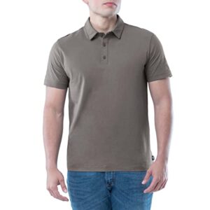 lee men's short sleeve soft washed cotton polo t-shirt, smoked pearl, large