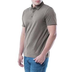 Lee Men's Short Sleeve Soft Washed Cotton Polo T-Shirt, Smoked Pearl, Large