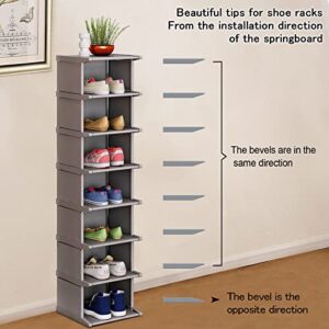 KANAV 8 Tiers Shoe Rack - Vertical Narrow Shoe Shelf Storage Organizer Sturdy Space Saving - Tall Narrow Shoe Rack for Entryway Closet Hallway