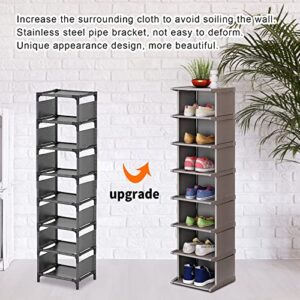 KANAV 8 Tiers Shoe Rack - Vertical Narrow Shoe Shelf Storage Organizer Sturdy Space Saving - Tall Narrow Shoe Rack for Entryway Closet Hallway