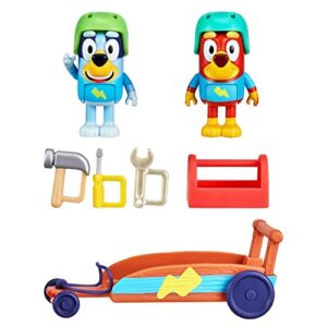 bluey vehicle and figures pack, rusty & bluey's go-kart, 2.5-3 inch figures and accessories